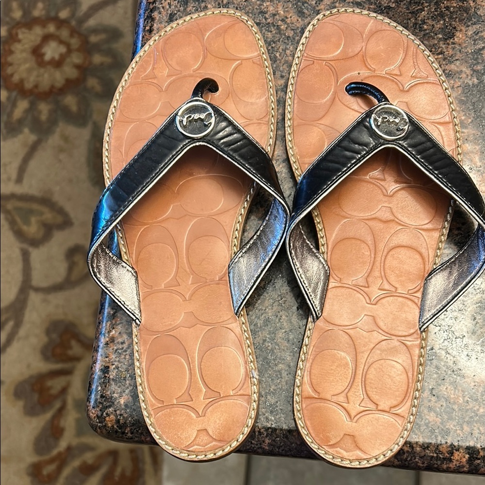 Coach Black and Tan Women's Sandals
